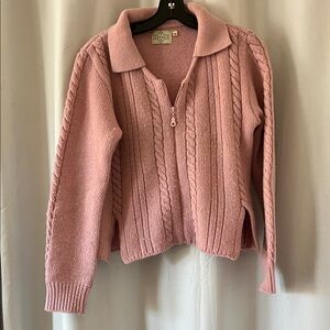 Tivoli Pink Zip-Up Cable Knit Cardigan